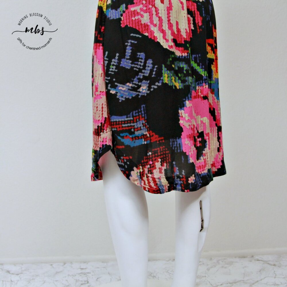 Anthropologie Astrid Needlepoint Floral Surplice Tie Waist Mini Dress - Picture 10 of 16